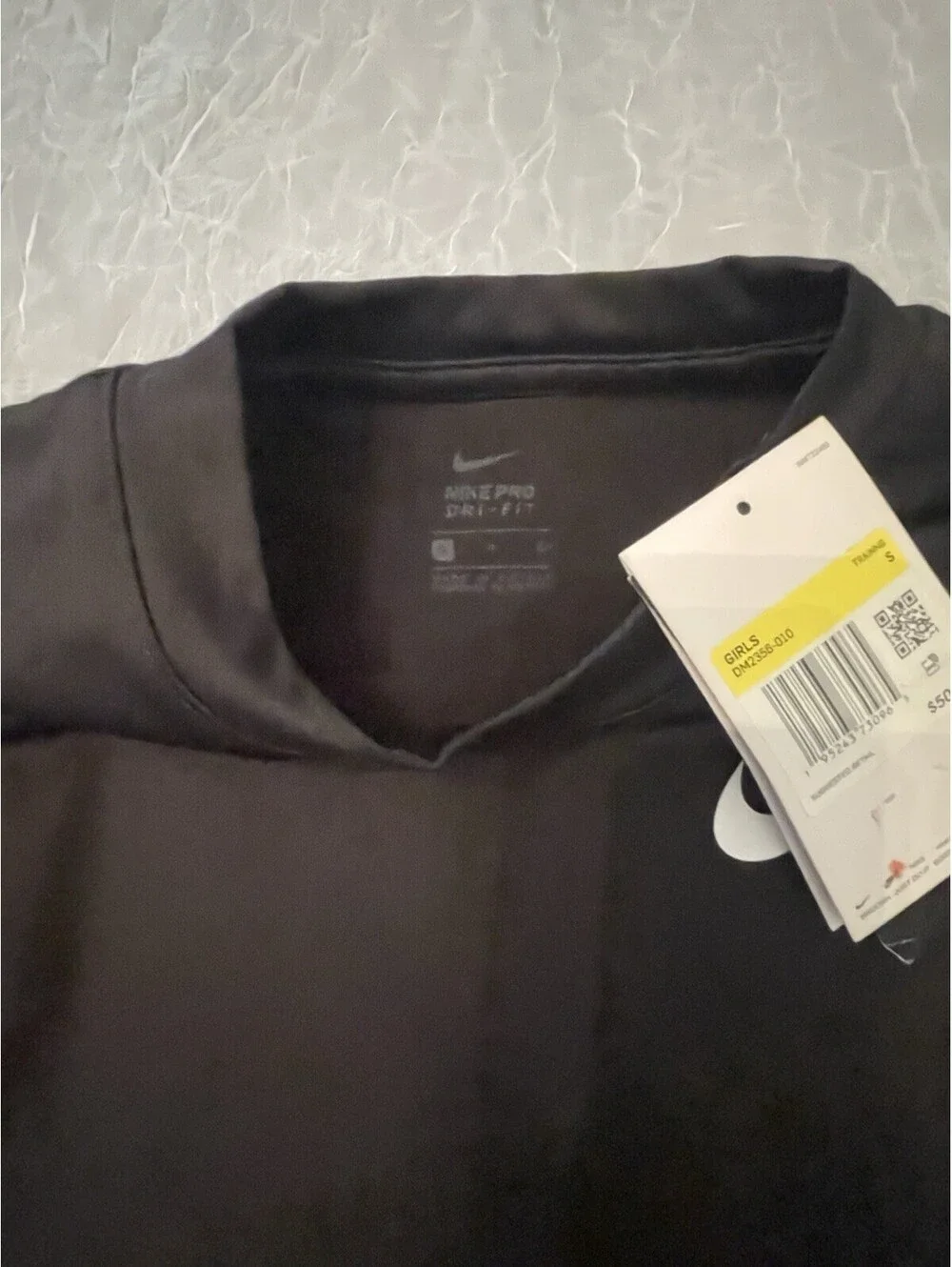 Nike Girls Dri Fit Black/Shimmer Gold Long Sleeve Shirt-S